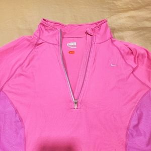 Pink, Long Sleeve, Nike DRYfit, Half Zip, Running Top.